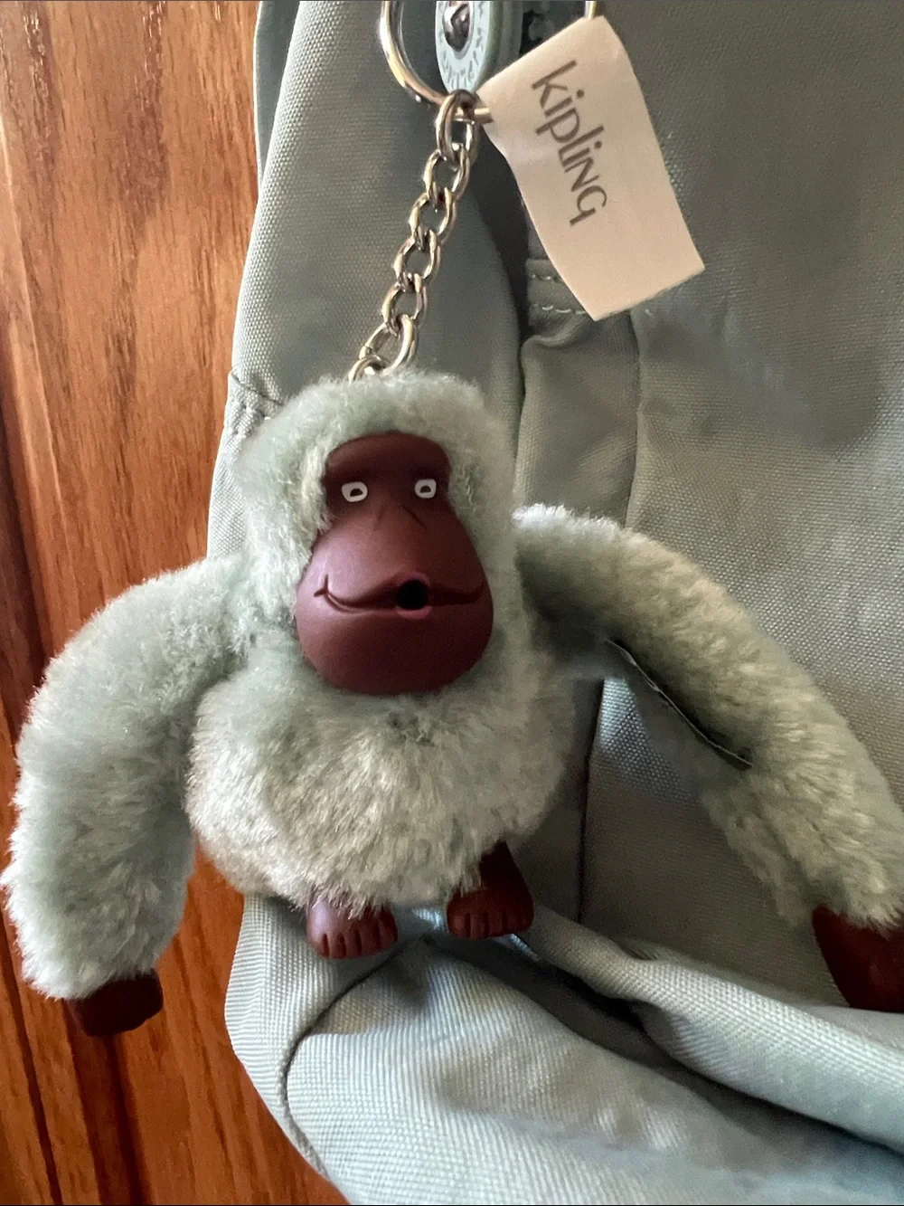 Kipling Light Blue  Backpack with Monkey Keychain